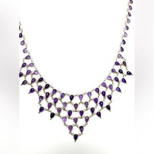 Amethyst Festoon /Bib Sterling Necklace